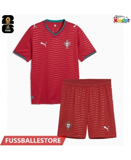 Günstige Portugal Heimtrikotsatz Kinder WM 2026 Kurzarm (+ Kurze Hosen)